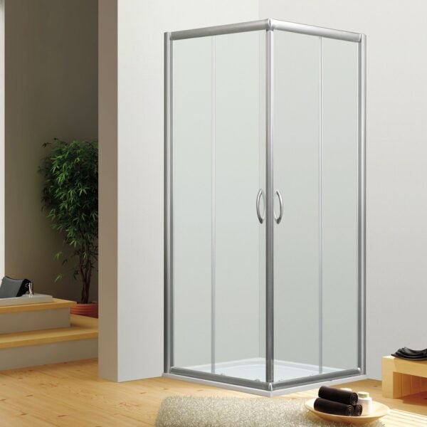 ANGLE DE DOUCHE EXT 98.5/100 VERRE TRANSPARENT PROFILES CHROMES – Image 1