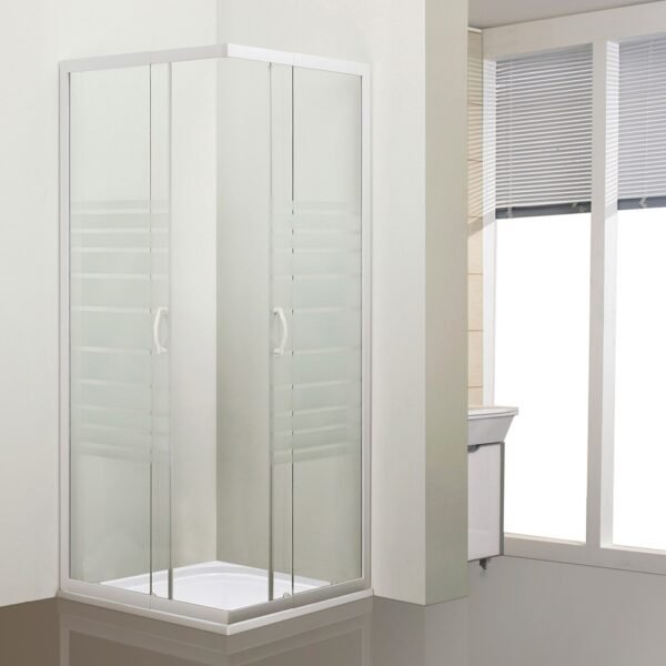 CABINE D'ANGLE 78X90 VERRE SERIGRAPHIE 4 MM PROFILE BLANC HT 190 CM – Image 1