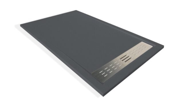 RECEVEUR SOLIDSTONE 1400X900X30 ANTHRACITE AV BORDURE ET GRILLE LARGE – Image 1