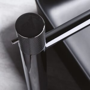 MITIGEUR LAVABO NOIR MAT AVEC VIDAGE MANETTE NOIRE SERIE DRAKAR