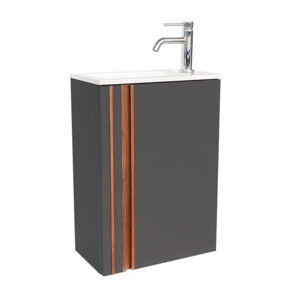 CAISSON MEUBLE LAVE-MAINS ELYA GRAPHITE LAQUE MAT REVERSIBLE – Image 1