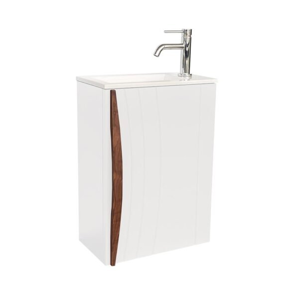 CAISSON MEUBLE LAVE-MAINS DAHLIA BLANC LAQUE MAT REVERSIBLE – Image 1