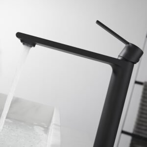 MITIGEUR LAVABO NOIR MAT AVEC VIDAGE SERIE FIGARO