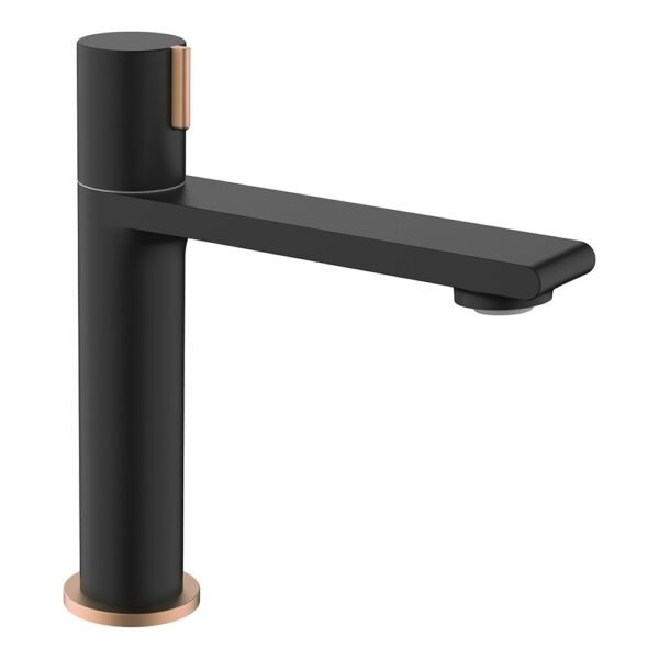 MITIGEUR LAVABO NOIR MAT AVEC VIDAGE MANETTE PROGRESSIVE SERIE FIGARO – Image 1
