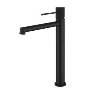MITIGEUR LAVABO HAUT NOIR MAT AVEC VIDAGE MANETTE NOIRE SERIE DRAKAR