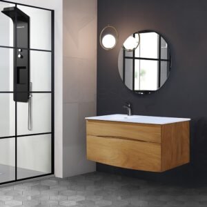CAISSON MEUBLE 1200 PROF. 46 IROKO MASSIF DANAE 2 TIROIRS CUVE GAUCHE