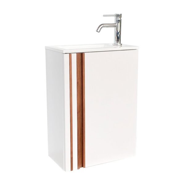 CAISSON MEUBLE LAVE-MAINS ELYA BLANC LAQUE MAT REVERSIBLE – Image 1