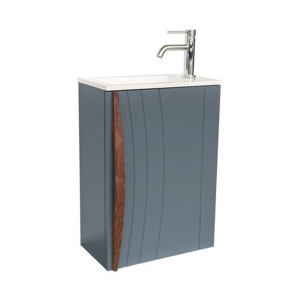CAISSON MEUBLE LAVE-MAINS DAHLIA BLEU DE PRUSSE LAQUE MAT REVERSIBLE – Image 1
