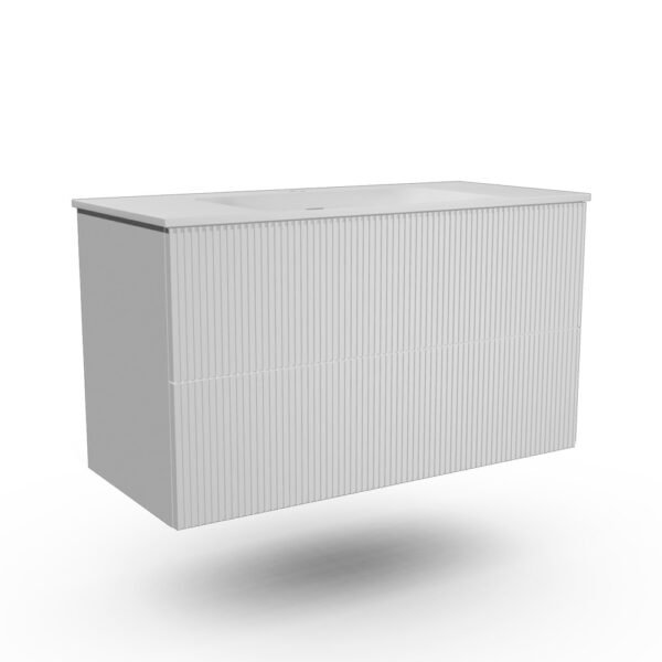 CAISSON DE MEUBLE GABAN 1000 BLANC VELOURS SIMPLE VASQUE SS POIGNEE – Image 1
