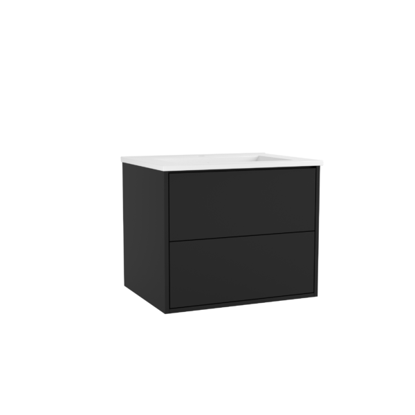 CAISSON DE MEUBLE GAMMA 600 NOIR MAT 2 TIROIRS PUSH – Image 1