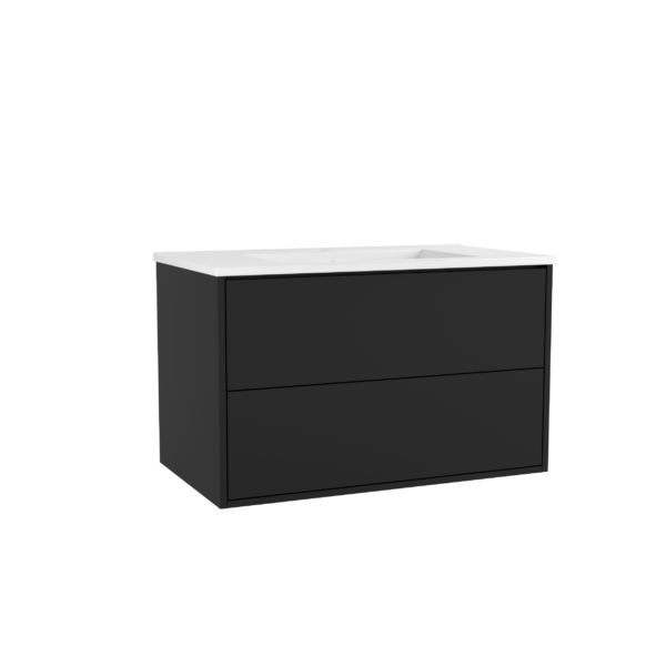 CAISSON DE MEUBLE GAMMA 800 NOIR MAT 2 TIROIRS PUSH – Image 1