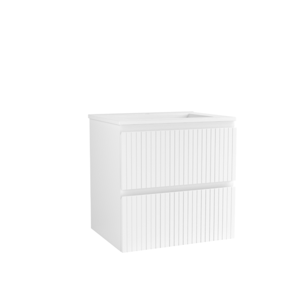 CAISSON DE MEUBLE GAROS 600 BLANC BRILLANT 2 TIROIRS SIMPLE VASQUE – Image 1