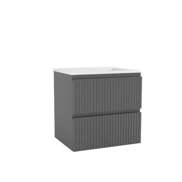 CAISSON DE MEUBLE GAROS 600 GRIS ORAGE 2 TIROIRS SIMPLE VASQUE – Image 1