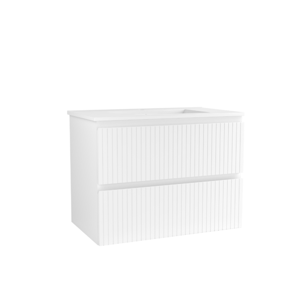 CAISSON DE MEUBLE GAROS 800 BLANC BRILLANT 2 TIROIRS SIMPLE VASQUE – Image 1