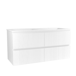 CAISSON DE MEUBLE GAROS 1200 BLANC BRILLANT 2 TIROIRS DOUBLE VASQUE