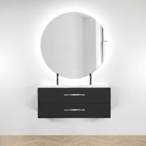 CAISSON DE MEUBLE 1400 FREGATE NOIR MAT DOUBLE VASQUE SANS POIGNEE