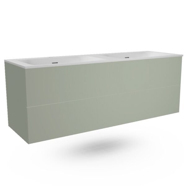 CAISSON DE MEUBLE 1400 FREGATE ALOE VELOURS DOUBLE VASQUE SS POIGNEE – Image 1
