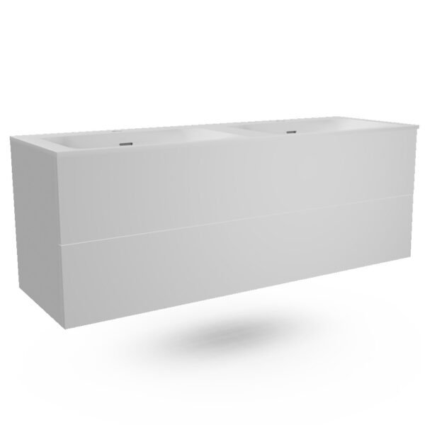 CAISSON DE MEUBLE 1400 FREGATE LUNE VELOURS DOUBLE VASQUE SS POIGNEE – Image 1