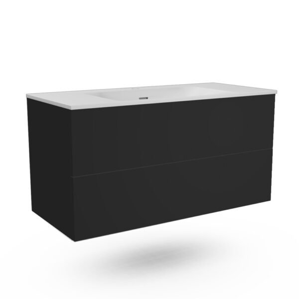 CAISSON DE MEUBLE 1000 FREGATE NOIR MAT SIMPLE VASQUE SANS POIGNEE – Image 1
