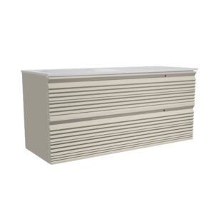 CAISSON DE MEUBLE 1200 SATINE SABLE DUNE 2 TIROIRS DOUBLE VASQUE
