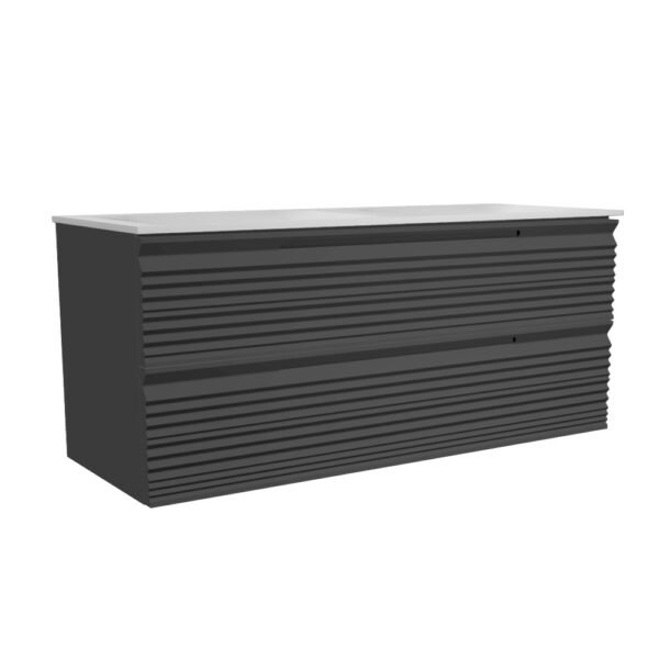 CAISSON DE MEUBLE 1200 SATINE ANTHRACITE DUNE 2 TIROIRS CUVE A GAUCHE – Image 1