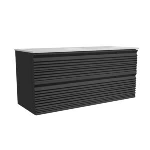 CAISSON DE MEUBLE 1000 NOIR MAT DUNE 2 TIROIRS SIMPLE VASQUE