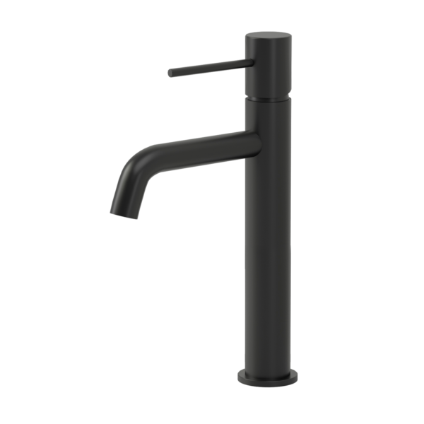 MITIGEUR LAVABO HAUT NOIR MAT AVEC VIDAGE SERIE GALA – Image 1