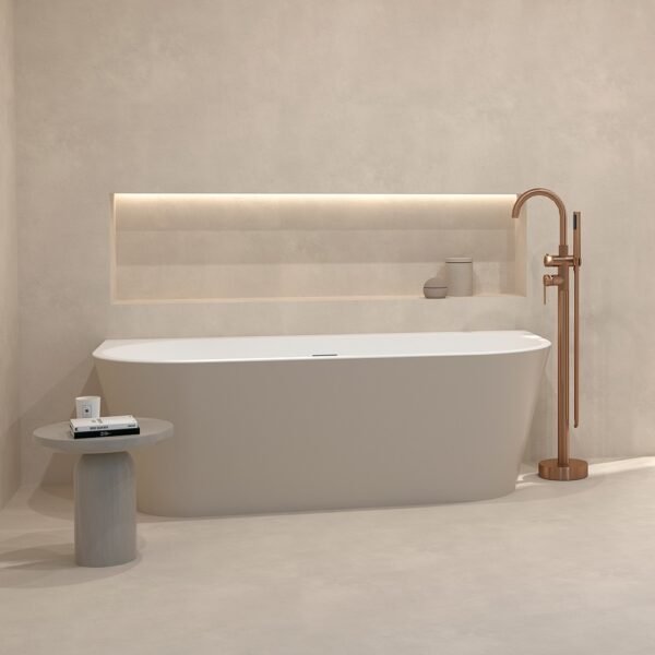 BAIGNOIRE ILOT AUTOPORTANTE ACRYLIQUE 1700X800X580 BLANCHE BOHEME+VID – Image 1