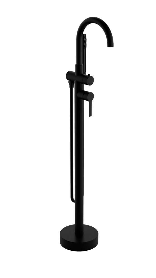 MITIGEUR BAIN/DOUCHE SUR PIED NOIR MAT SERIE FIGARO – Image 1