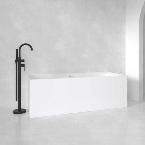 BAIGNOIRE ILOT CUBIQUE ACRYLIQUE 1700X750X585 BLANCHE CATANE + VIDAGE – Image 1