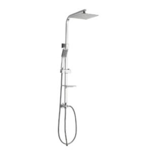 BARRE DE DOUCHE CARREE CHROMEE 2 DOUCHETTES (1 FIXE + 1 AMOVIBLE)