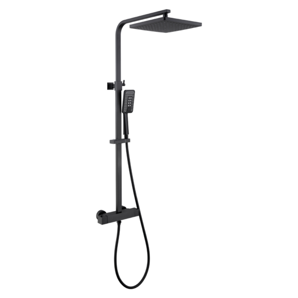 COLONNE DE DOUCHE NOIR MAT THERMOSTATIQUE CARREE 25X25 – Image 1