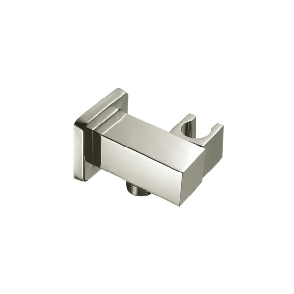 CONNECTEUR-SUPPORT DOUCHETTE MURAL ROND NICKEL BROSSE – Image 1