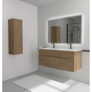 CAISSON MEUBLE 1200 PROF. 46 CHENE MASSIF DANAE 2 TIROIRS DOUBLE CUVE