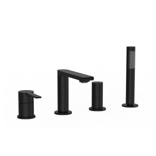 MITIGEUR BAIN/DOUCHE 4 TROUS SERIE FIGARO NOIR MAT – Image 1